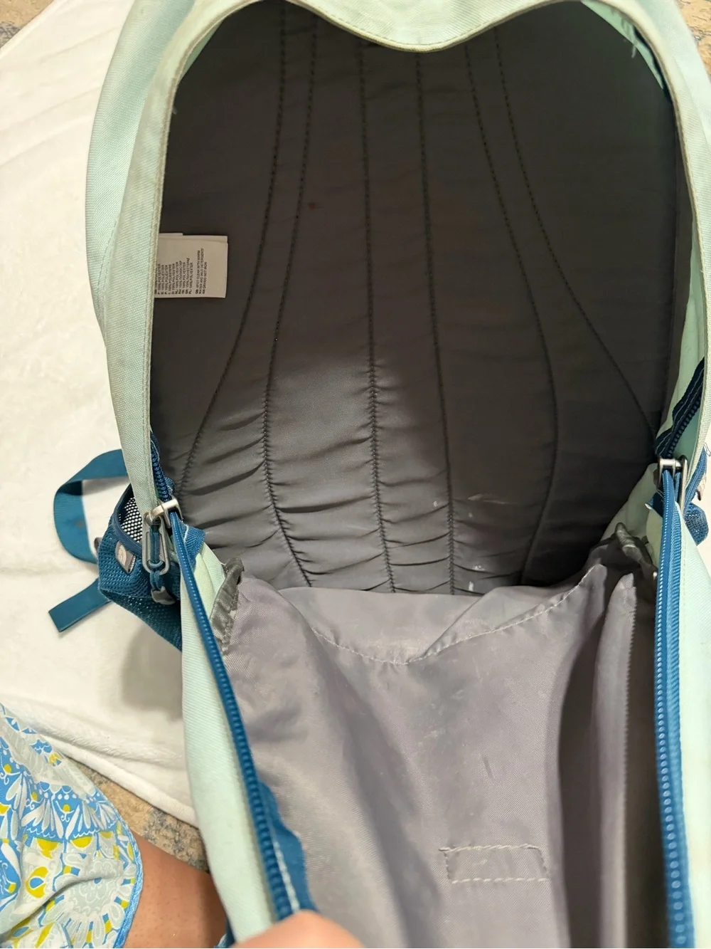 The North Face Jester Backpack in Light Mint and Navy Blue